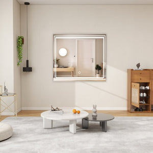 English Elm Extra Large LED Vanity Mirror with Adjustable Lighting Tempered Glass Wall Mount Bathroom W708P518628