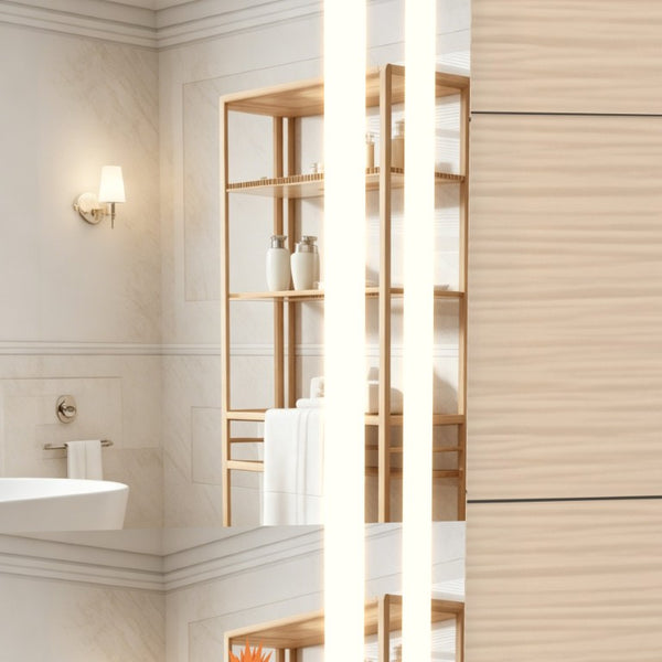 English Elm Extra Large LED Vanity Mirror with Adjustable Lighting Tempered Glass Wall Mount Bathroom W708P518628