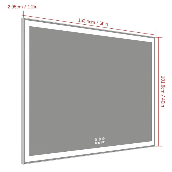 English Elm Extra Large 60x36 Led Vanity Mirror Wall Mounted with Adjustable Color Temperature W708P518630