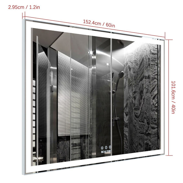 English Elm Extra Large 60x36 Led Vanity Mirror Wall Mounted with Adjustable Color Temperature W708P518630