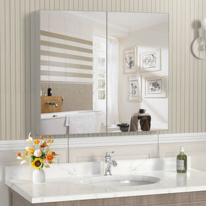 English Elm 48X30 Aluminum Medicine Cabinet with Full Mirror Surface Mount Bathroom Storage Organizer W708P581229