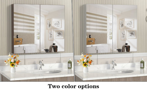 English Elm 48X30 Aluminum Medicine Cabinet with Full Mirror Surface Mount Bathroom Storage Organizer W708P581229