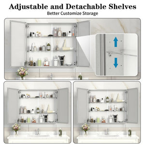 English Elm 48X30 Aluminum Medicine Cabinet with Full Mirror Surface Mount Bathroom Storage Organizer W708P581229