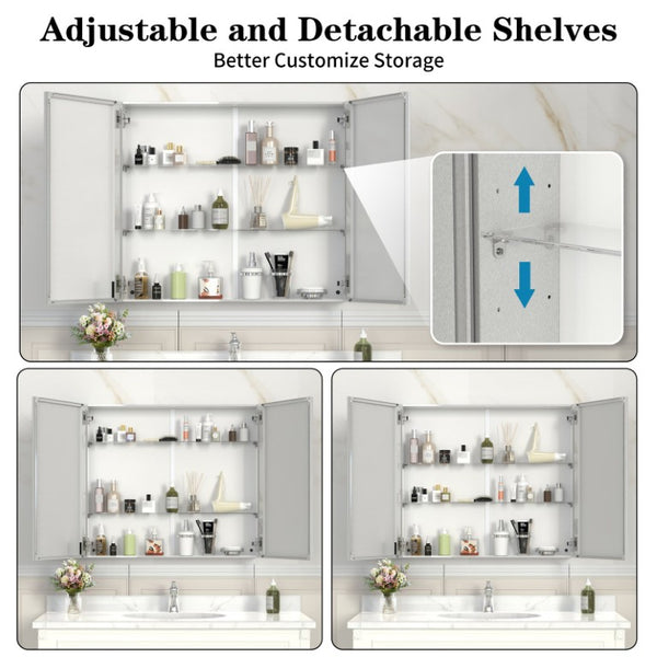 English Elm 48X30 Aluminum Medicine Cabinet with Full Mirror Surface Mount Bathroom Storage Organizer W708P581229