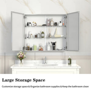 English Elm 48X30 Aluminum Medicine Cabinet with Full Mirror Surface Mount Bathroom Storage Organizer W708P581229