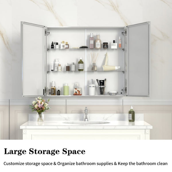 English Elm 48X30 Aluminum Medicine Cabinet with Full Mirror Surface Mount Bathroom Storage Organizer W708P581229
