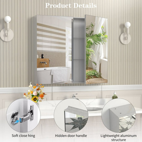 English Elm 48X30 Aluminum Medicine Cabinet with Full Mirror Surface Mount Bathroom Storage Organizer W708P581229