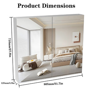 English Elm 48X30 Aluminum Medicine Cabinet with Full Mirror Surface Mount Bathroom Storage Organizer W708P581229