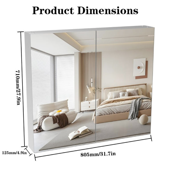 English Elm 48X30 Aluminum Medicine Cabinet with Full Mirror Surface Mount Bathroom Storage Organizer W708P581229
