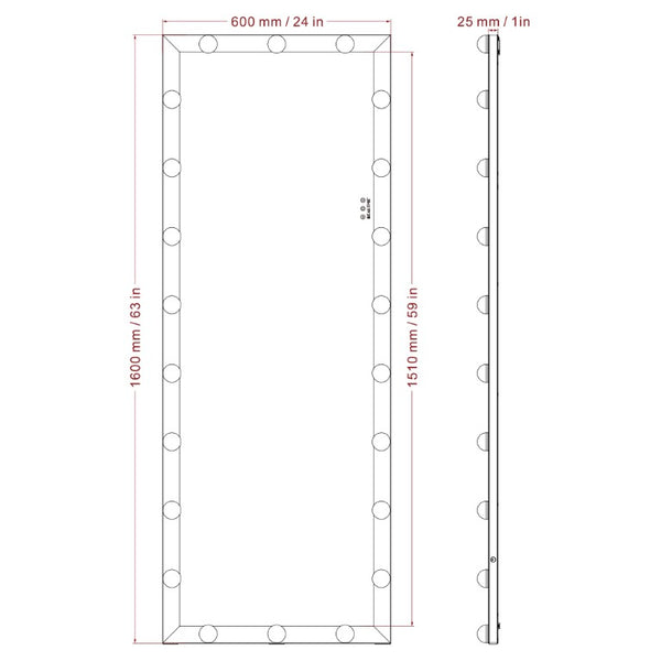 English Elm Hollywood LED Lighted Full Body Vanity Mirror with Touch Control for Bedroom Dressing W708P588813