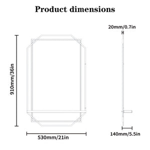 English Elm 36*36 Square Black Iron Framed Wall Mirror with Integrated Shelf for Any Room W708P596282