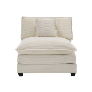 English Elm Armless Corduroy Modular Single Sofa Deep Seat Memory Foam for Modern Living Rooms Beige W714P185442