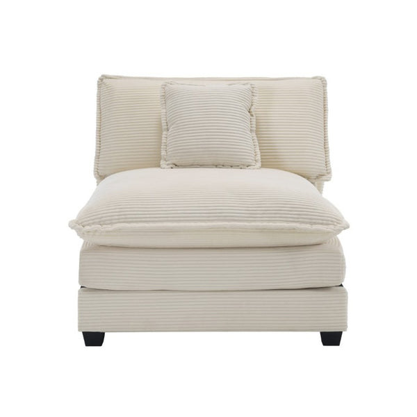 English Elm Armless Corduroy Modular Single Sofa Deep Seat Memory Foam for Modern Living Rooms Beige W714P185442