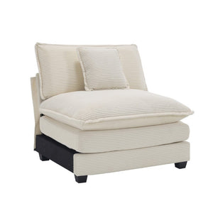 English Elm Armless Corduroy Modular Single Sofa Deep Seat Memory Foam for Modern Living Rooms Beige W714P185442