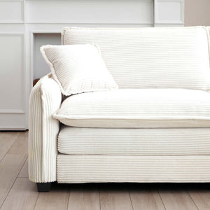 English Elm Armless Corduroy Modular Single Sofa Deep Seat Memory Foam for Modern Living Rooms Beige W714P185442