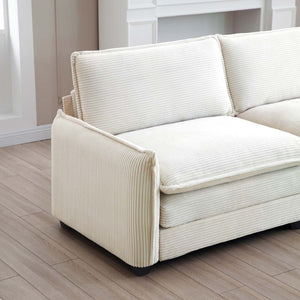 English Elm Armless Corduroy Modular Single Sofa Deep Seat Memory Foam for Modern Living Rooms Beige W714P185442