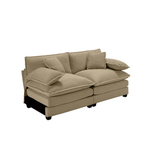 English Elm Armless Modular Two Seat Corduroy Sofa with Memory Foam Cushions for Modern Living Tan W714P185461