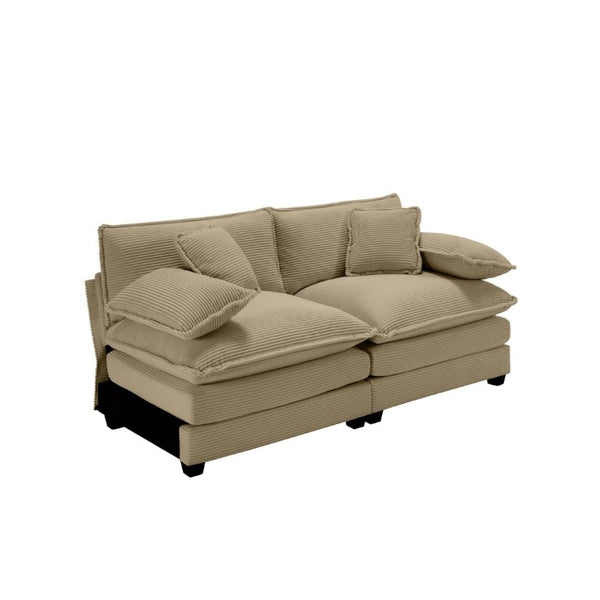 English Elm Armless Modular Two Seat Corduroy Sofa with Memory Foam Cushions for Modern Living Tan W714P185461
