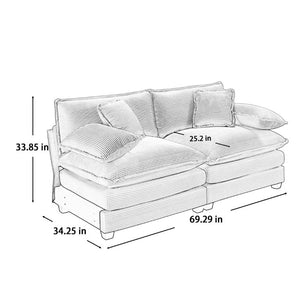 English Elm Armless Modular Two Seat Corduroy Sofa with Memory Foam Cushions for Modern Living Tan W714P185461