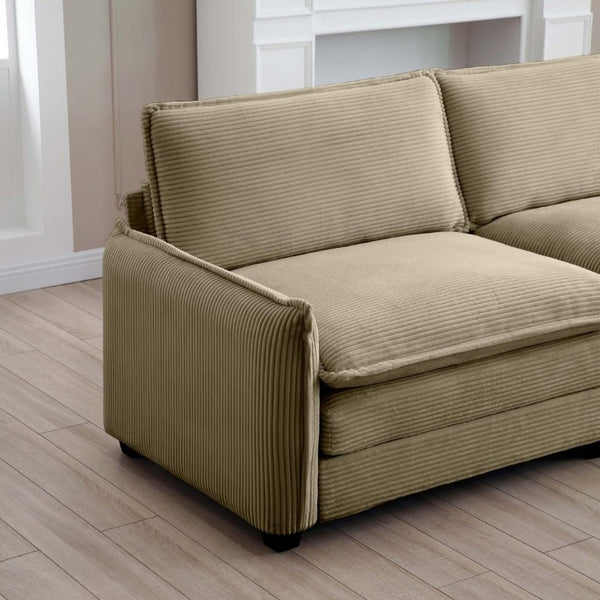 English Elm Armless Modular Two Seat Corduroy Sofa with Memory Foam Cushions for Modern Living Tan W714P185461