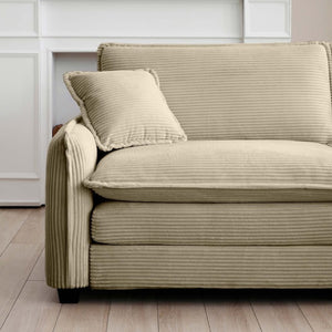 English Elm Armless Modular Two Seat Corduroy Sofa with Memory Foam Cushions for Modern Living Tan W714P185461