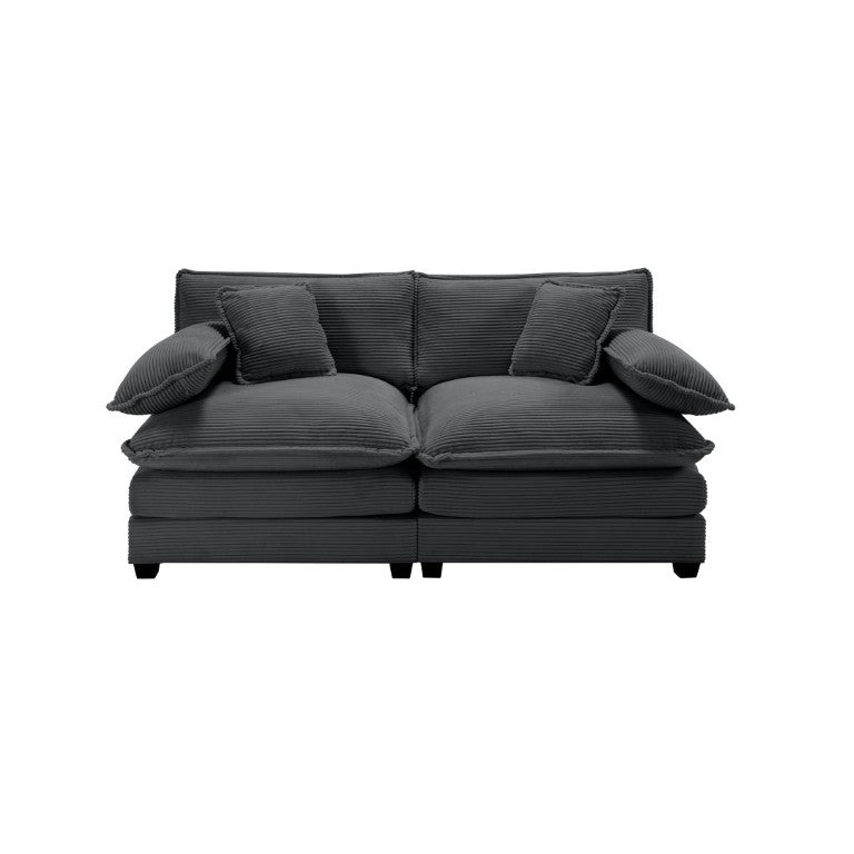 English Elm Armless Modular Two Seat Corduroy Sofa with Memory Foam Cushions for Modern Living Grey W714P185465