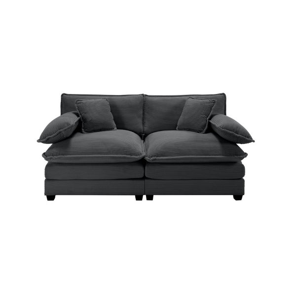 English Elm Armless Modular Two Seat Corduroy Sofa with Memory Foam Cushions for Modern Living Grey W714P185465