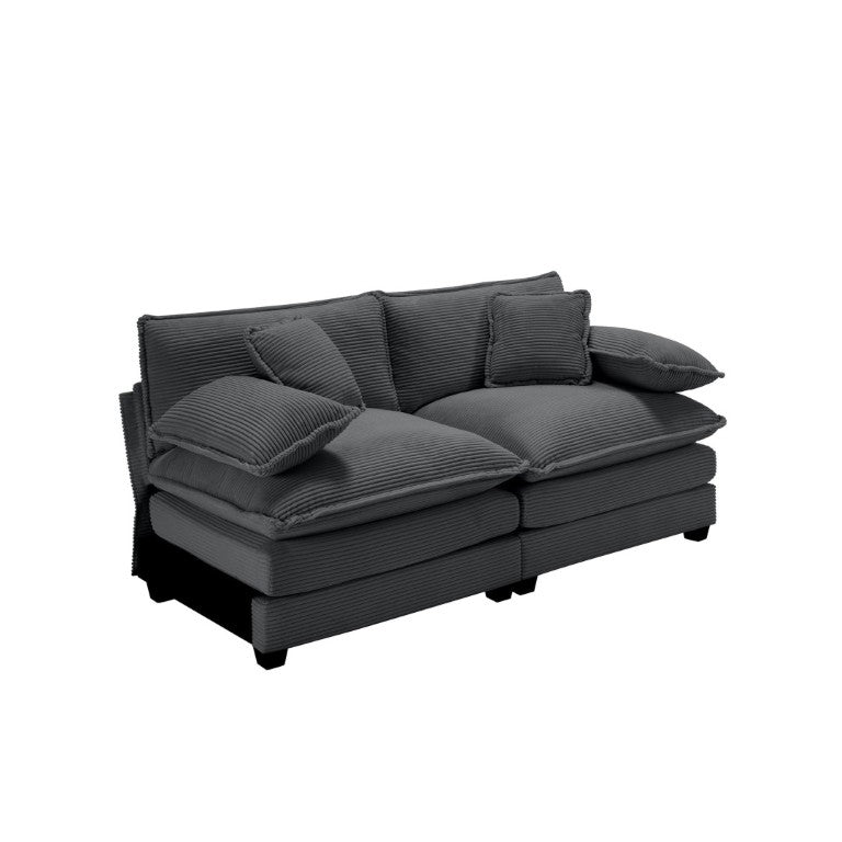 English Elm Armless Modular Two Seat Corduroy Sofa with Memory Foam Cushions for Modern Living Grey W714P185465