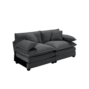 English Elm Armless Modular Two Seat Corduroy Sofa with Memory Foam Cushions for Modern Living Grey W714P185465
