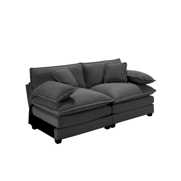 English Elm Armless Modular Two Seat Corduroy Sofa with Memory Foam Cushions for Modern Living Grey W714P185465