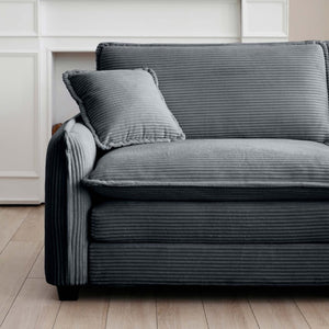 English Elm Armless Modular Two Seat Corduroy Sofa with Memory Foam Cushions for Modern Living Grey W714P185465