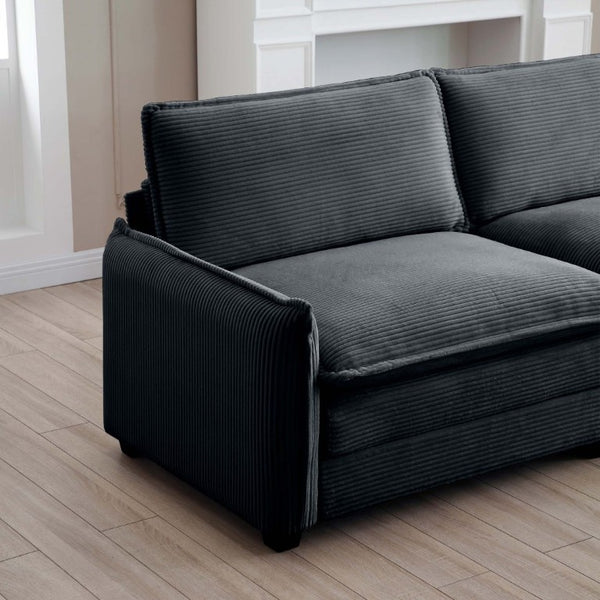 English Elm Armless Modular Two Seat Corduroy Sofa with Memory Foam Cushions for Modern Living Grey W714P185465