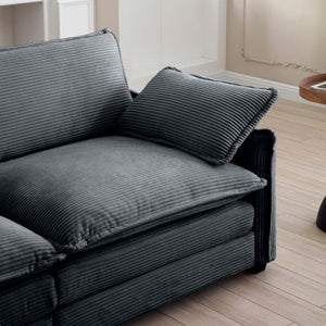 English Elm Armless Modular Two Seat Corduroy Sofa with Memory Foam Cushions for Modern Living Grey W714P185465