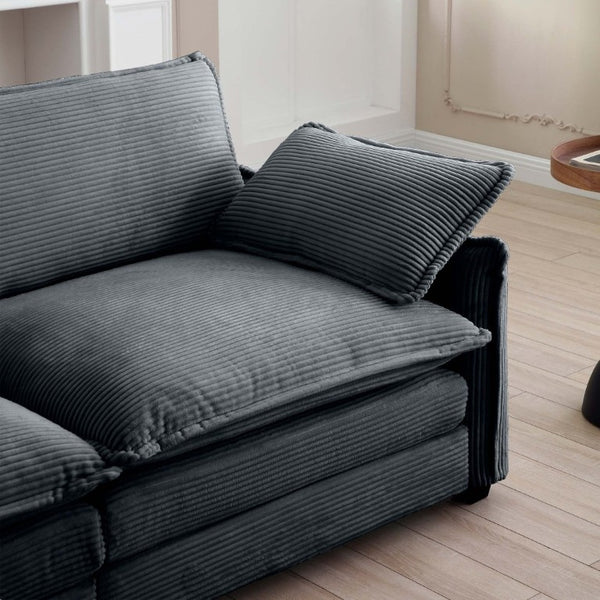 English Elm Armless Modular Two Seat Corduroy Sofa with Memory Foam Cushions for Modern Living Grey W714P185465