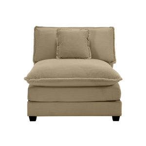 English Elm Armless Corduroy Modular Single Sofa Deep Seat Memory Foam for Modern Living Rooms Tan W714P185473