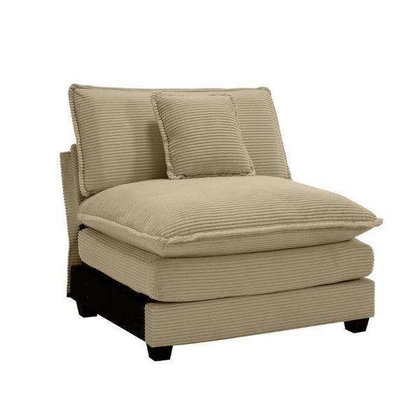 English Elm Armless Corduroy Modular Single Sofa Deep Seat Memory Foam for Modern Living Rooms Tan W714P185473