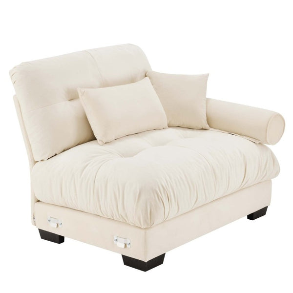 English Elm Milano Velvet Sectional Sofa Right Facing Modular Piece with Bolster Arms and Pillows W714P228718