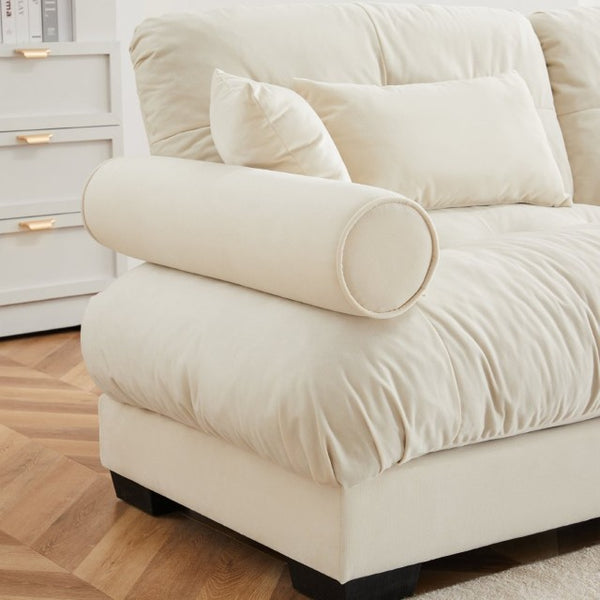 English Elm Milano Velvet Sectional Sofa Right Facing Modular Piece with Bolster Arms and Pillows W714P228718