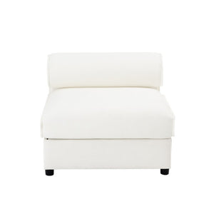 English Elm 24Armless Modular Chenille Sectional Sofa with Storage and Sculptural Cylindrical Back White W714P271847