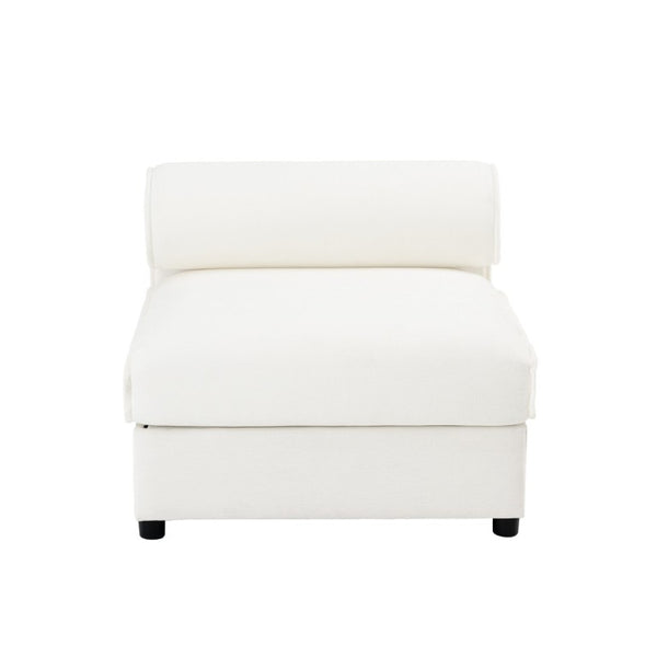 English Elm 24Armless Modular Chenille Sectional Sofa with Storage and Sculptural Cylindrical Back White W714P271847