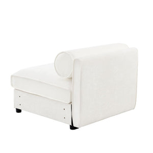 English Elm 24Armless Modular Chenille Sectional Sofa with Storage and Sculptural Cylindrical Back White W714P271847