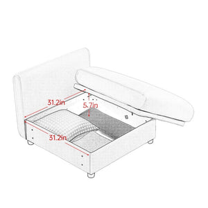 English Elm 24Armless Modular Chenille Sectional Sofa with Storage and Sculptural Cylindrical Back White W714P271847