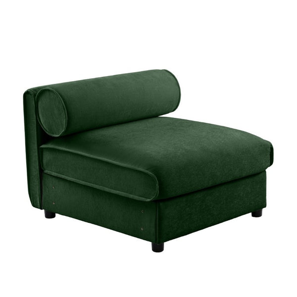 English Elm 24Armless Modular Chenille Sectional Sofa with Storage and Sculptural Cylindrical Back Green W714P271867