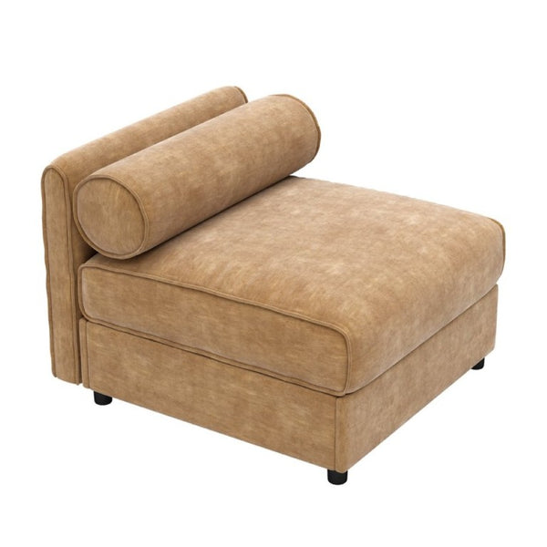 English Elm 24Armless Modular Chenille Sectional Sofa with Storage and Sculptural Cylindrical Back Camel W714P304935