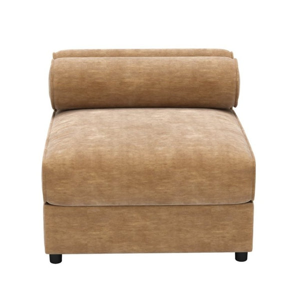 English Elm 24Armless Modular Chenille Sectional Sofa with Storage and Sculptural Cylindrical Back Camel W714P304935