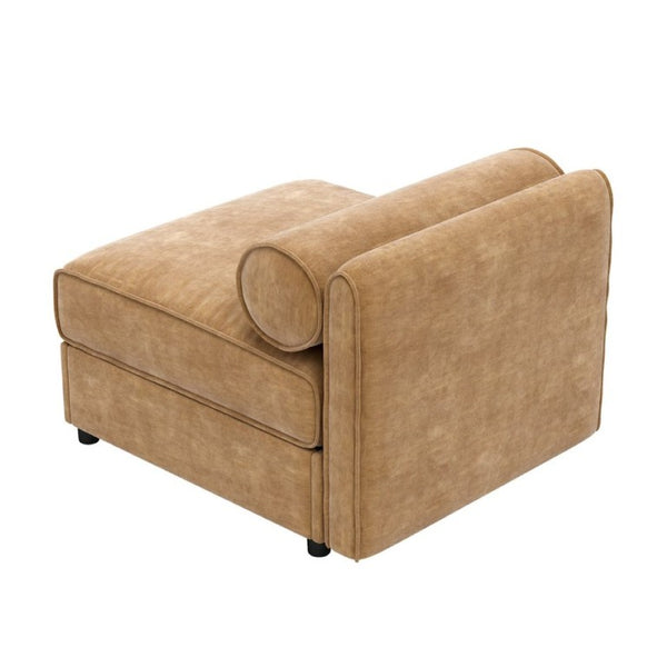 English Elm 24Armless Modular Chenille Sectional Sofa with Storage and Sculptural Cylindrical Back Camel W714P304935
