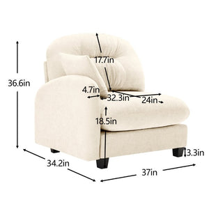 English Elm Sofa Modular Chenille Sectional with Tufted Pleated Back for Modern Living Rooms Beige LSF W714P348485