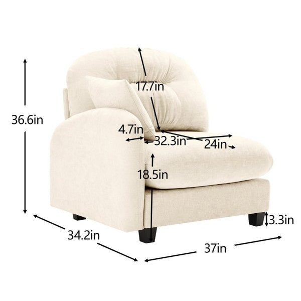 English Elm Sofa Modular Chenille Sectional with Tufted Pleated Back for Modern Living Rooms Beige LSF W714P348485