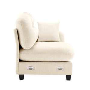 English Elm Sofa Modular Chenille Sectional with Tufted Pleated Back for Modern Living Rooms Beige RSF W714P348495