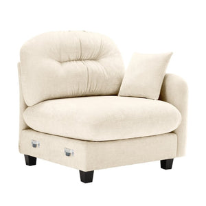 English Elm Sofa Modular Chenille Sectional with Tufted Pleated Back for Modern Living Rooms Beige RSF W714P348495